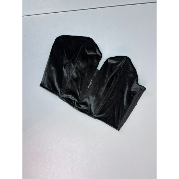 Victoria's Secret small black velvet strapless‎ plunge neck bra top bustier - Picture 1 of 6
